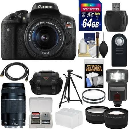 Canon EOS Rebel T6i Wi-Fi Digital SLR Camera & 18-55mm IS STM & 75-300mm III Lens kit 29