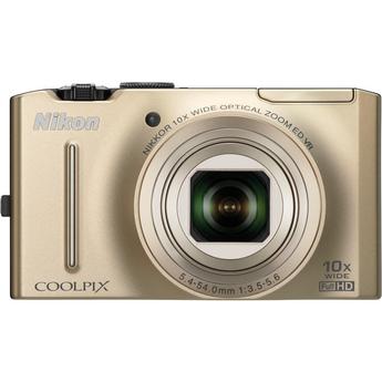 Nikon Coolpix S8100, 12.1 Megapixel, 10x Zoom Lens, 1080p HD Video, Digital Camera (Gold)