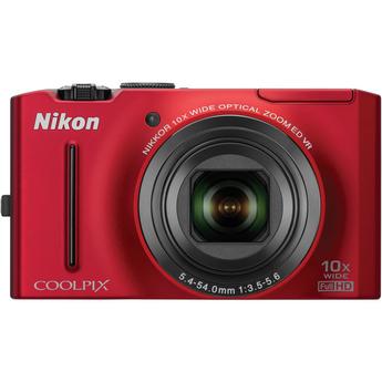 Nikon Coolpix S8100, 12.1 Megapixel, 10x Zoom Lens, 1080p HD Video, Digital Camera (Red)