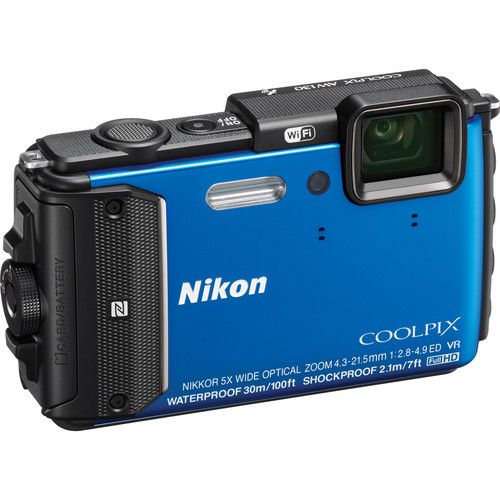  Nikon COOLPIX AW130 Waterproof Digital Camera (Blue) 